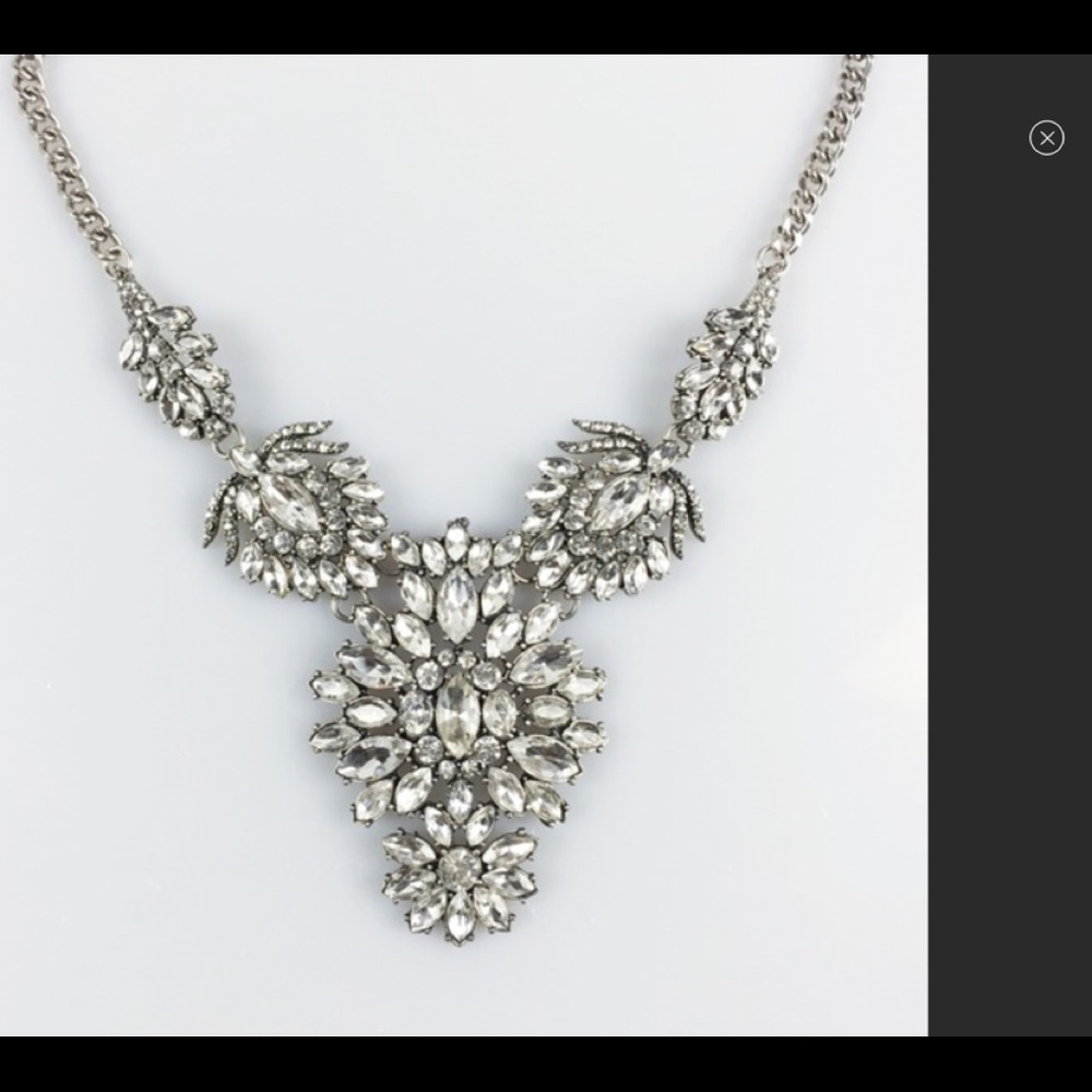 Macy’s Silver Crystal Statement Necklace
